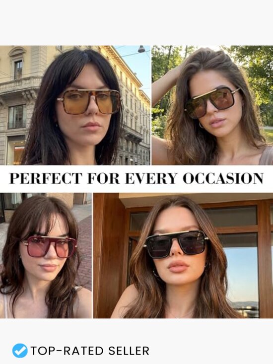 Oversized Square Sunglasses Gold Frame UV Protection Driving Daily Wear main image 4